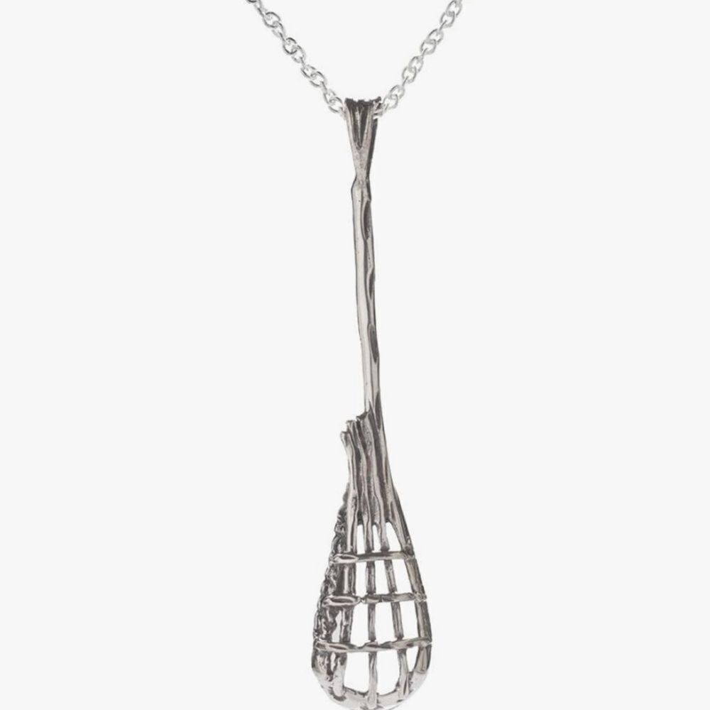 Sterling Silver‎ Lacrosse Stick Pendant Necklace, 18